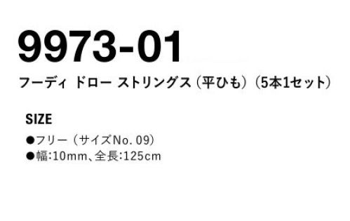 キャブ 9973-01 フーディドロー ストリングス(平ひも)(5本1セット) パーカのフード用のひもしっかり感のある太さと厚みが特徴的。クラシックなルックスのドローストリングス。※この商品はご注文後のキャンセル、返品及び交換は出来ませんのでご注意下さい。※なお、この商品のお支払方法は、前払いにて承り、ご入金確認後の手配となります。 サイズ／スペック